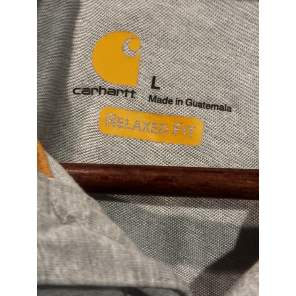 Carhartt Polo Shirt Men's Force Original Fit Large Short Sleeve Pocket Gray - Picture 3 of 10